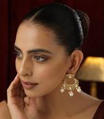 Gold kundan chandbali earrings
