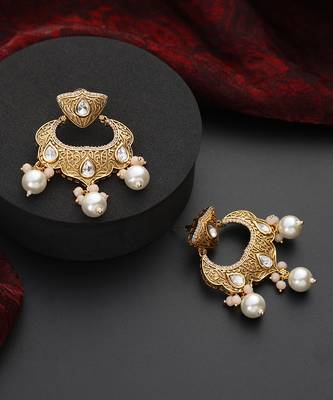 Gold kundan chandbali earrings 5