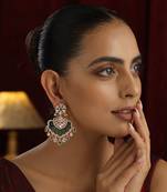 Green polki chandbali earrings