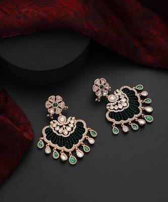 Green polki chandbali earrings 3