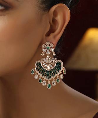 Green polki chandbali earrings 4