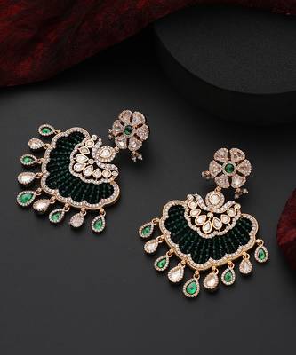 Green polki chandbali earrings 5