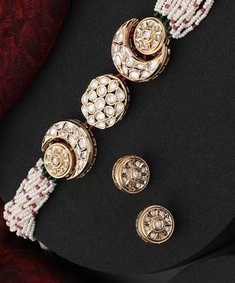 Gold polki choker necklace set 3