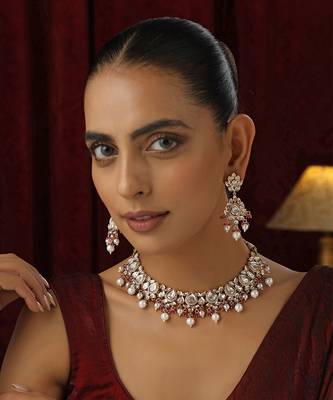 Red polki necklace set 1