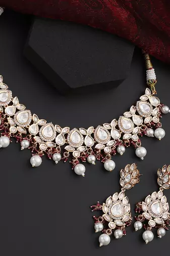 Red polki necklace set
