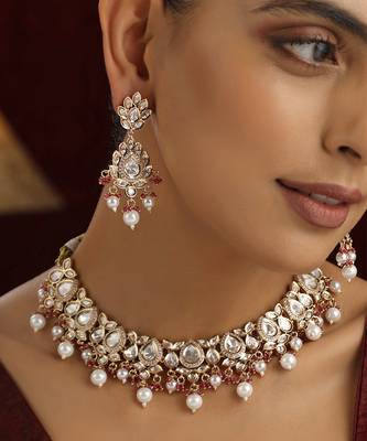 Red polki necklace set 4