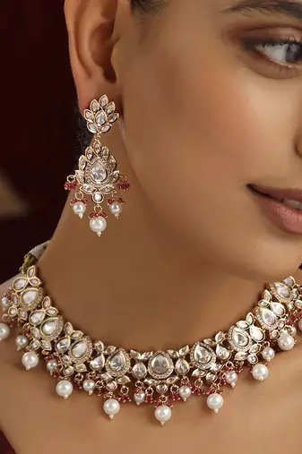 Red polki necklace set