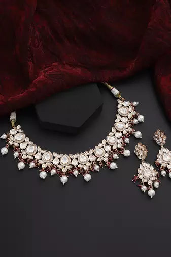 Red polki necklace set