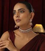 Red polki choker necklace set