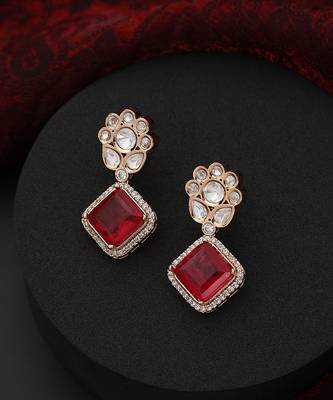 Red polki stud earrings 3