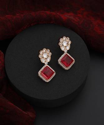 Red polki stud earrings 5