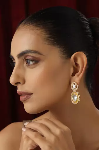 Gold polki stud earrings