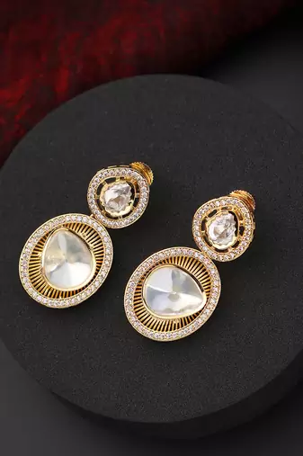 Gold polki stud earrings