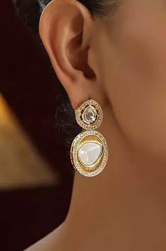 Gold polki stud earrings