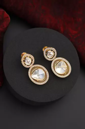 Gold polki stud earrings