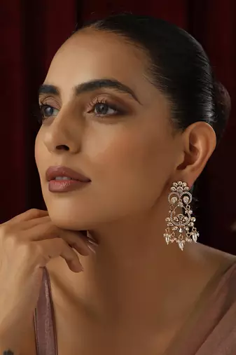 Gold polki dangler earrings