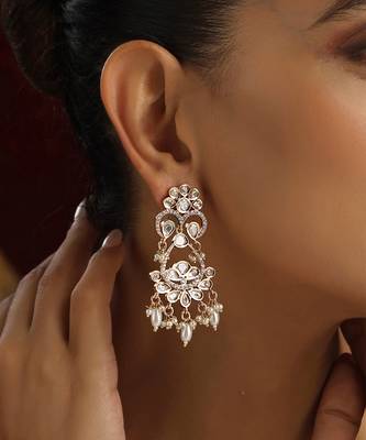 Gold polki dangler earrings 3