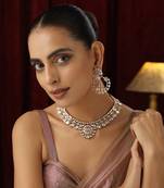 Pink polki necklace set