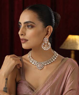 Pink polki necklace set 2