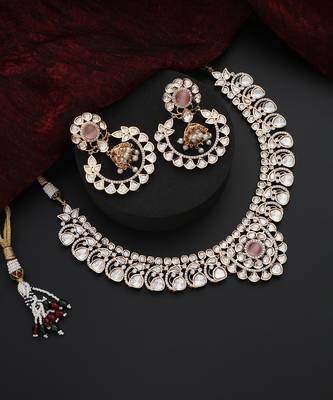 Pink polki necklace set 3