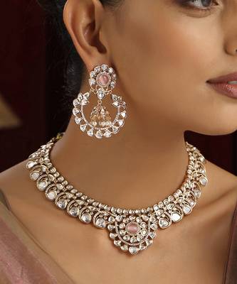 Pink polki necklace set 4
