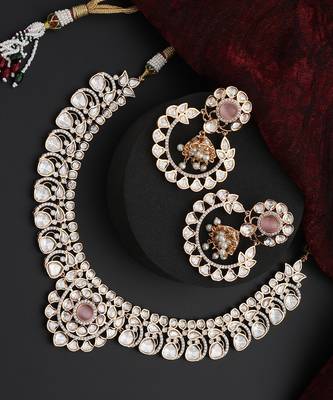 Pink polki necklace set 5