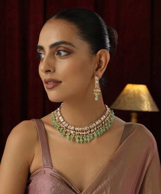 Green polki necklace set 1