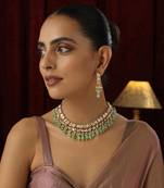 Green polki necklace set