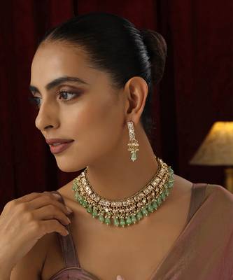 Green polki necklace set 2
