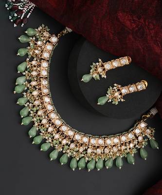 Green polki necklace set 3