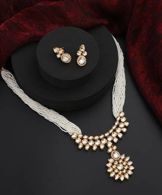White kundan long necklace set 5