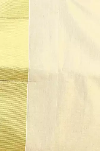Cream embroidery cotton kasavu saree with running blouse