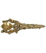One ethnic carved 7.5 inch brass diya for pooja room and temples
