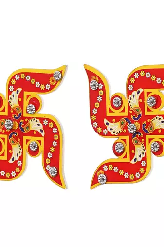 Wooden handcrafted swastika stickers for wall, door