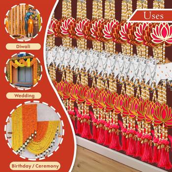 Pack of 10 lotus, cow, beads, tassel decorative hanging for diwali decor 1