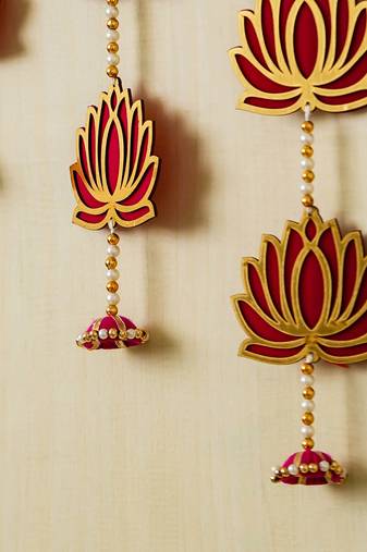 One pink lotus artificial flowers handmade bandarwar, toran for main door