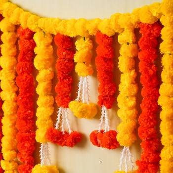 One yellow orange marigold flower full door decoration item toran for home 1