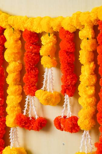 One yellow orange marigold flower full door decoration item toran for home