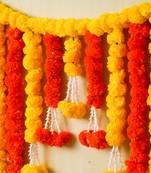 One yellow orange marigold flower full door decoration item toran for home