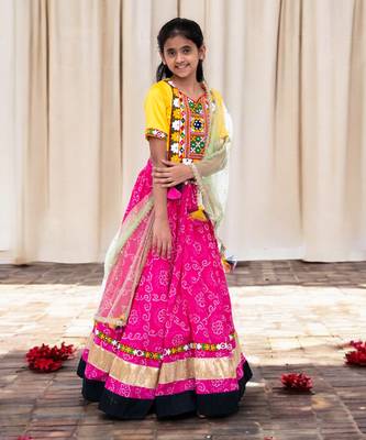 Yellow phulkari choli with lehenga     navratri special 2