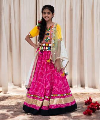 Yellow phulkari choli with lehenga     navratri special 1