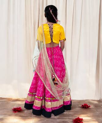 Yellow phulkari choli with lehenga     navratri special 3