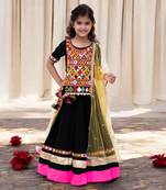 Black phulkari choli with lehenga     navratri special