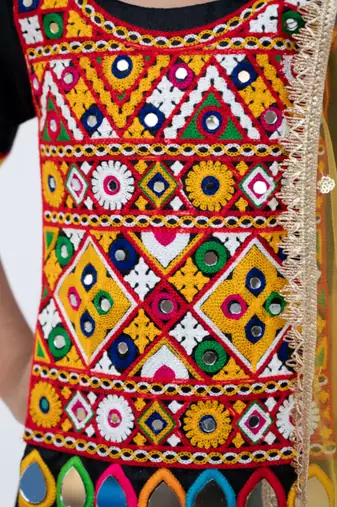 Black phulkari choli with lehenga     navratri special