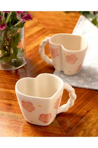 Dil mil- heart shape mug (set of 2) - stoneware ceramic