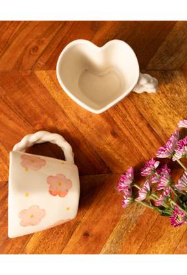 Dil mil- heart shape mug (set of 2) - stoneware ceramic 2
