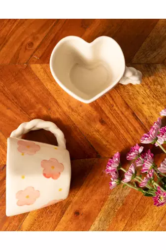 Dil mil- heart shape mug (set of 2) - stoneware ceramic