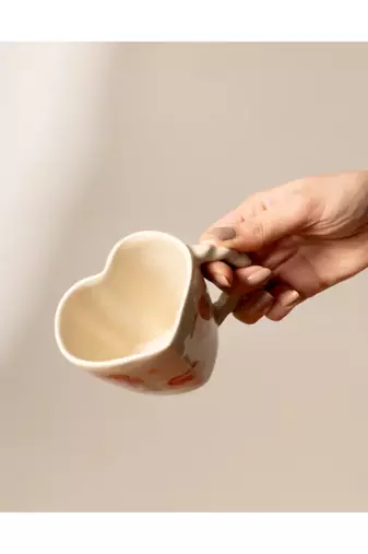 Dil mil- heart shape mug (set of 2) - stoneware ceramic