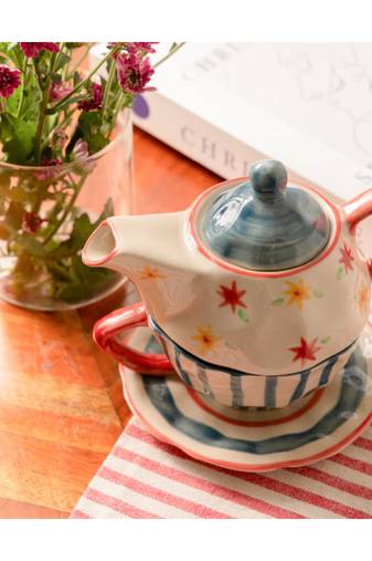 Rangoli- tea set for one - stoneware ceramics