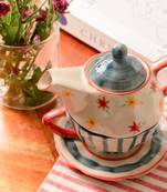 Rangoli- tea set for one - stoneware ceramics